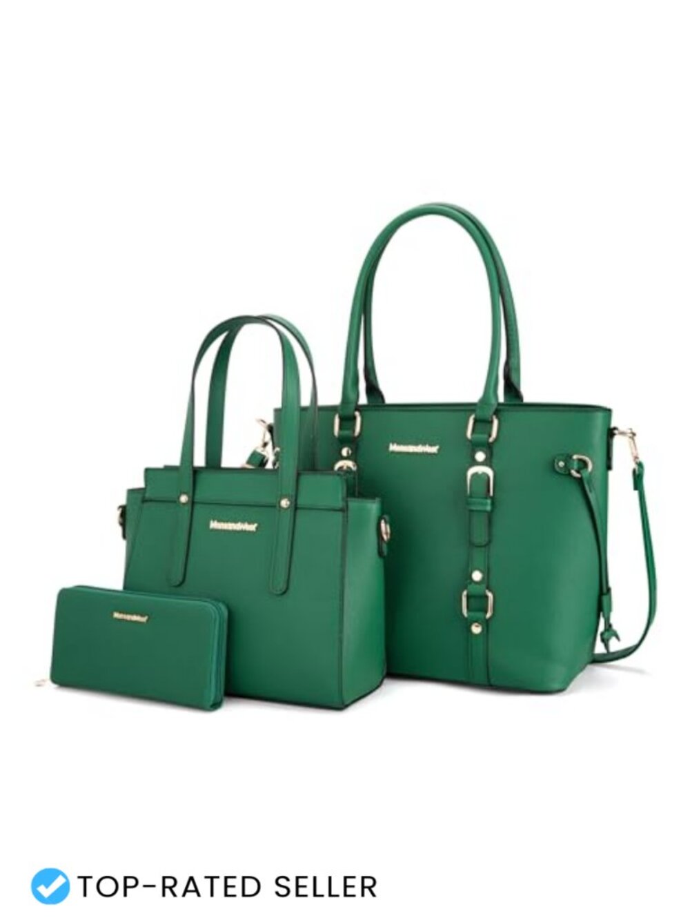 3PCS PU Leather Tote Bag Set with Wallet, Shoulder Satchel Handbags